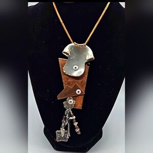 Handmade mixed metal art necklace